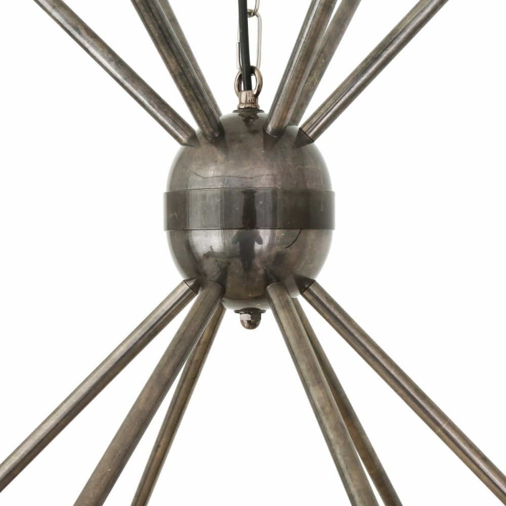 Kyoto Vintage Industrial 6-Rod Brass Chandelier