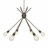 Kyoto Vintage Industrial 6-Rod Brass Chandelier