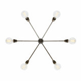 Kyoto Vintage Industrial 6-Rod Brass Chandelier