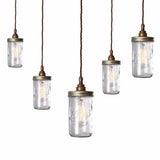 Antique Brass Jam Jar Pendant Cluster