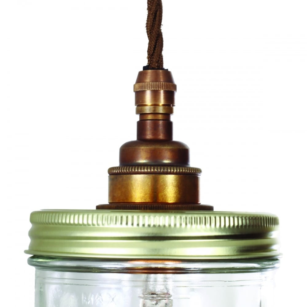 Antique Brass Jam Jar Pendant Cluster