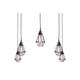 Praia Vintage Brass Cage Pendant Light Cluster