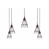 Praia Vintage Brass Cage Pendant Light Cluster