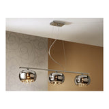 Contemporary Chrome Oval Pendant Trio with Smoked Glass Shades