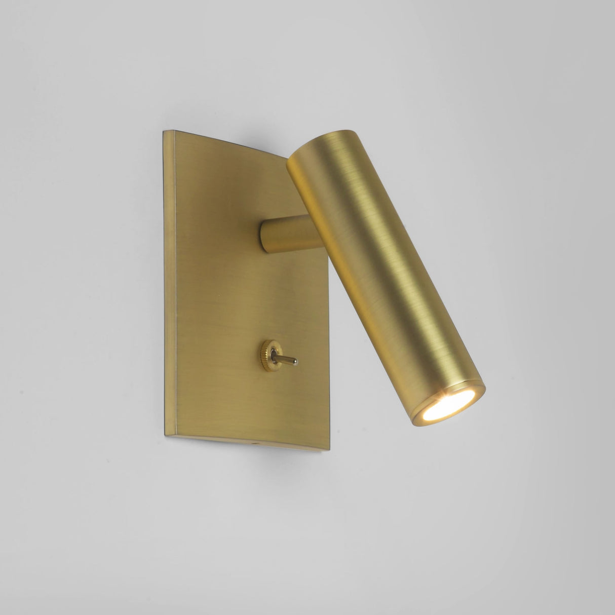 Enna Matt Gold Square LED Wall Reading Light with Switch