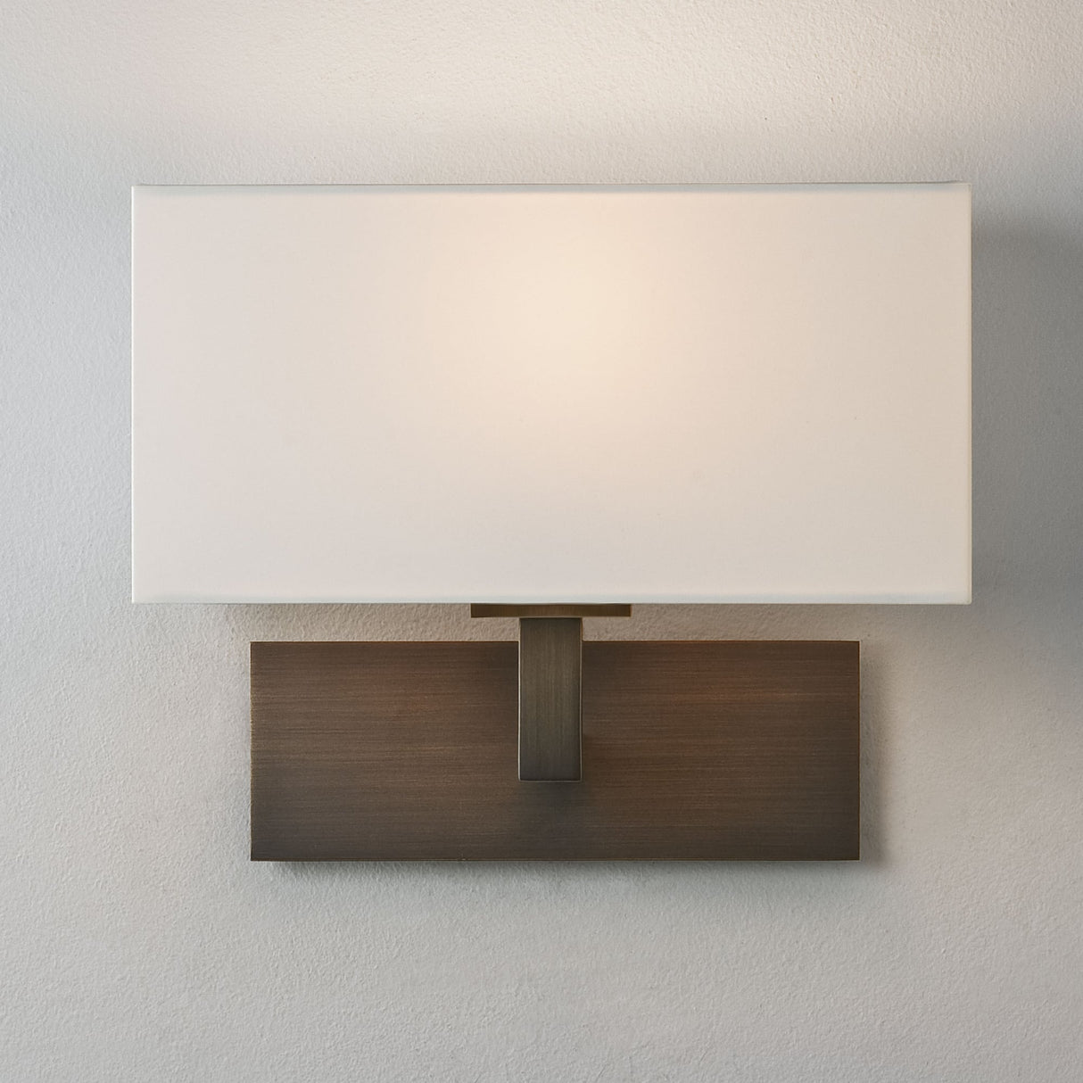 Elegance Bronze Wall Sconce with White Fabric Shade
