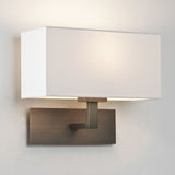 Elegance Bronze Wall Sconce with White Fabric Shade