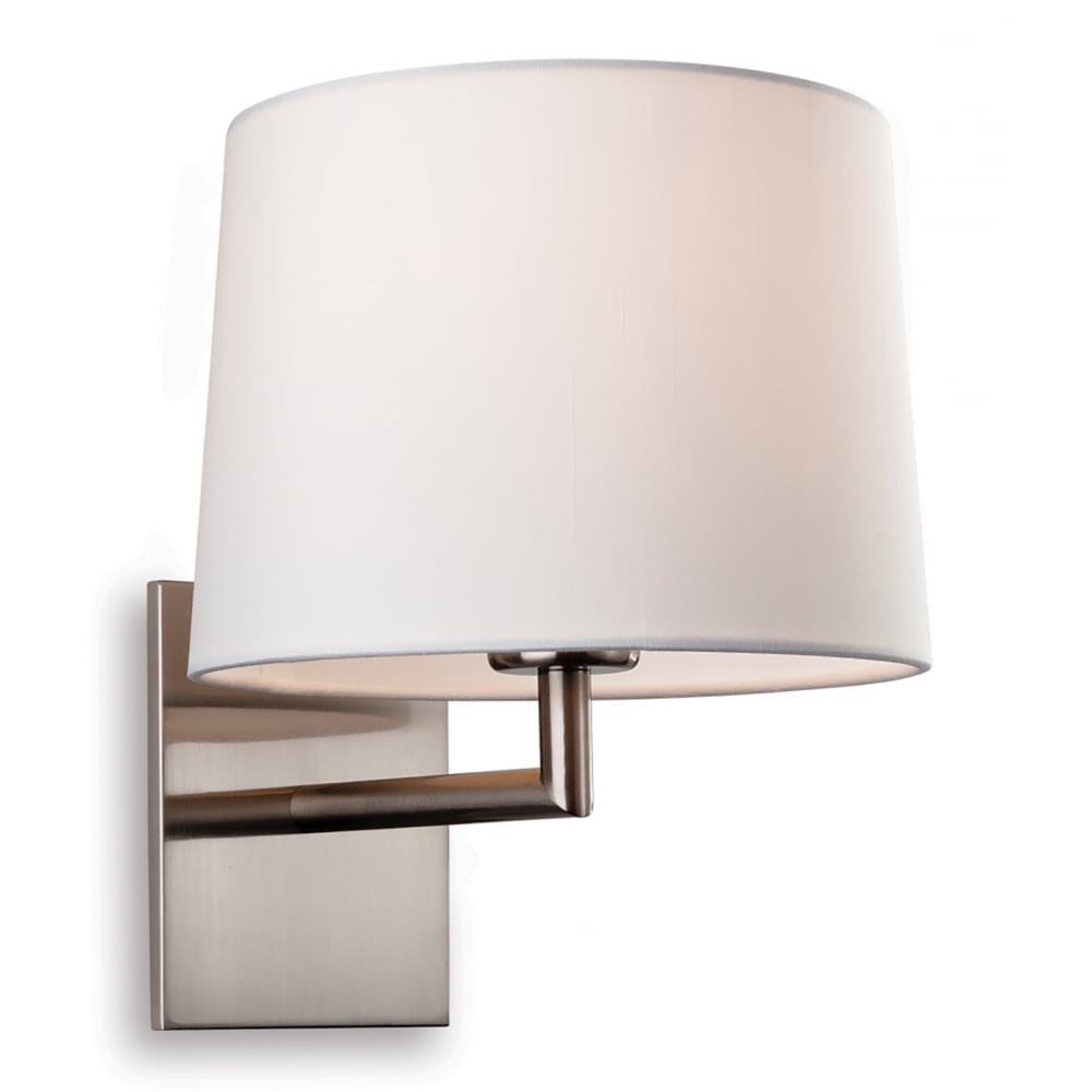 Elegant Brushed Steel Wall Sconce with Cream Shade