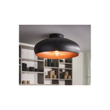 Elegant Black and Copper Open Bowl Ceiling Light
