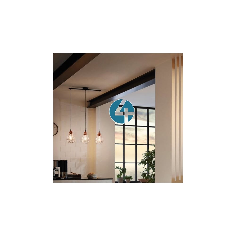 Tarbes Industrial Vintage Linear Pendant Light in Copper & Black