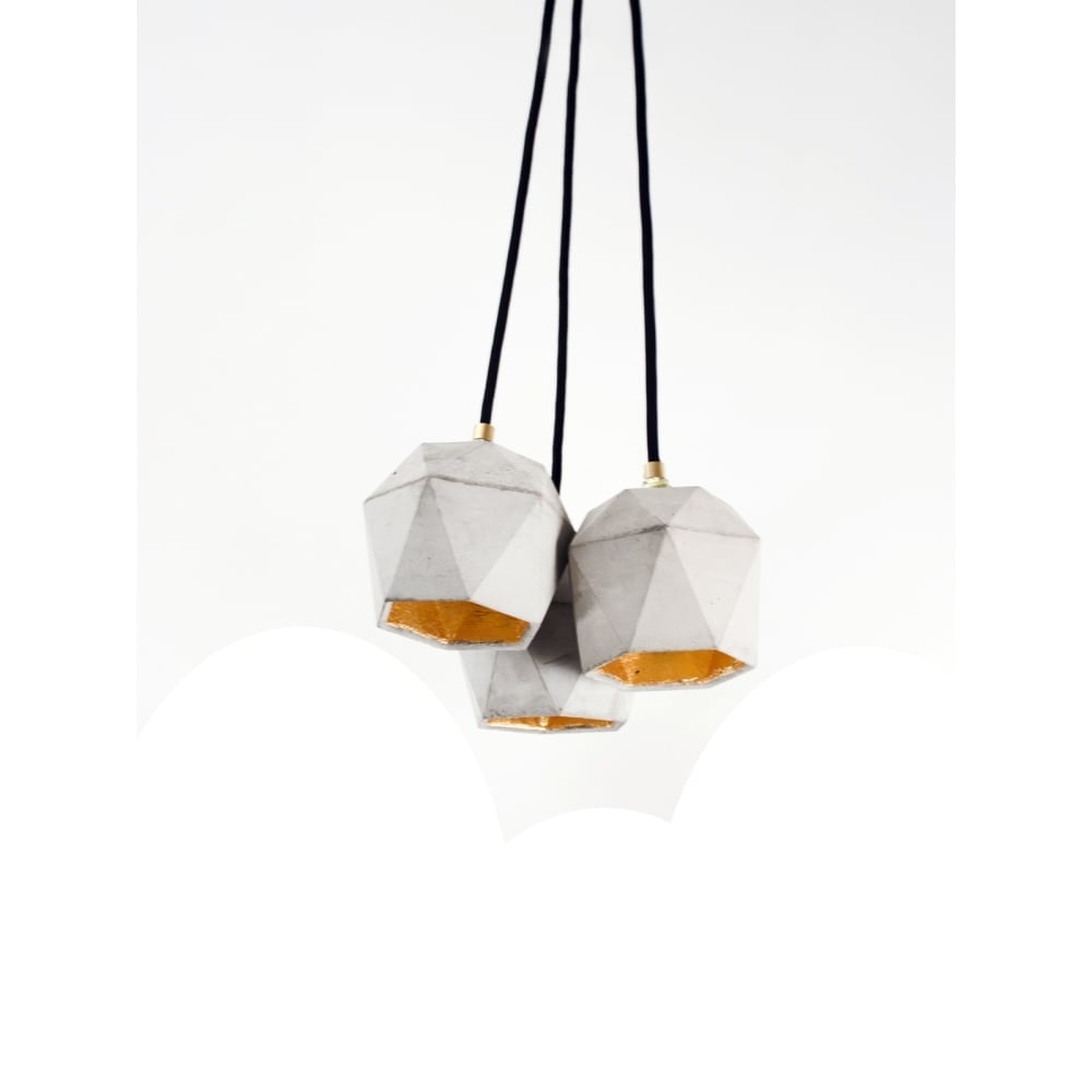 Elegant Cement Dome Cluster Chandelier with Gold Interior