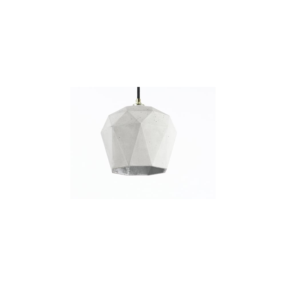 Modern Industrial Concrete Dome Pendant Light with Silver Interior