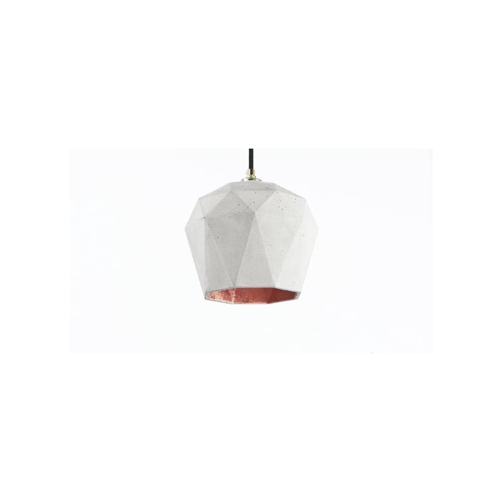 Contemporary Concrete Dome Pendant with Copper Lining