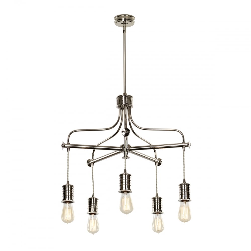 Douille Vintage Elegance 5-Light Chandelier in Polished Nickel