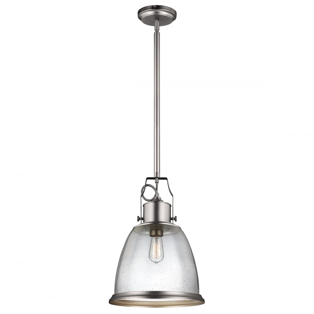 Hobson Satin Nickel Industrial Pendant Light - Large