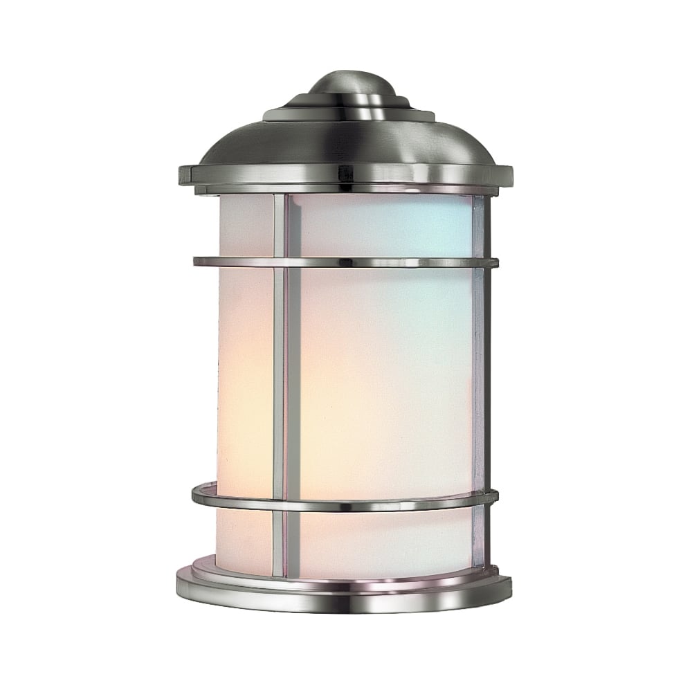 Nautical Brushed Steel Wall Lantern with Brass Accents