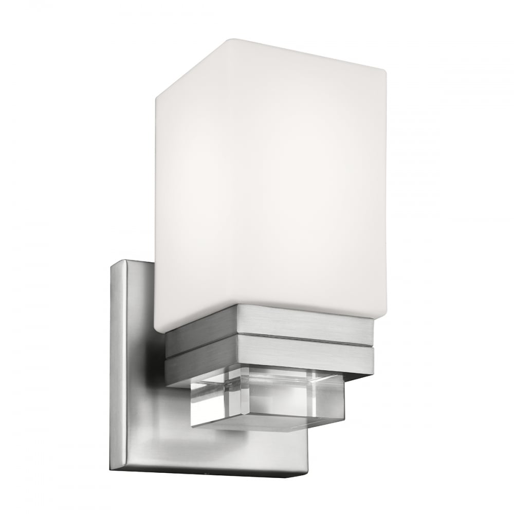 Maddison Satin Nickel Single Bathroom Wall Sconce with Opal Etched Glass