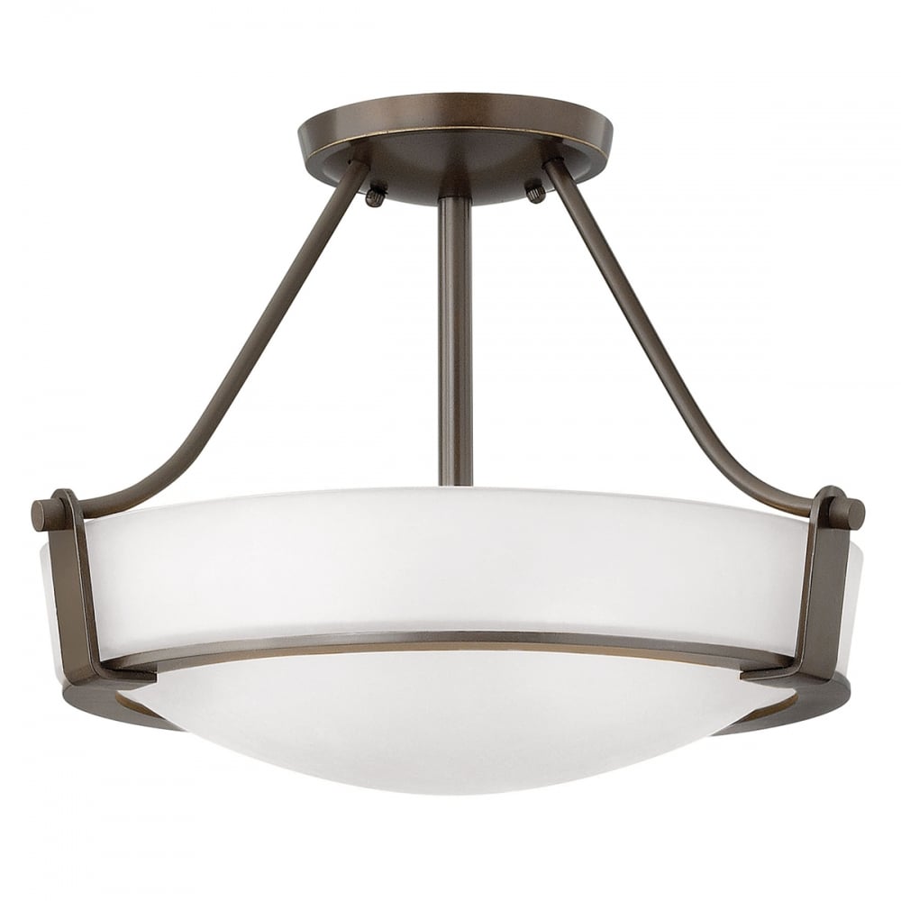 Hathaway Modern Olde Bronze 3-Light Semi-Flush Ceiling Fixture