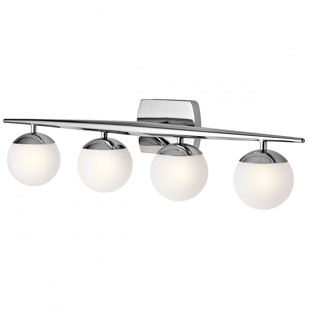 Jasper Mid-Century Modern 4-Light Polished Chrome Bathroom Wall Fixture