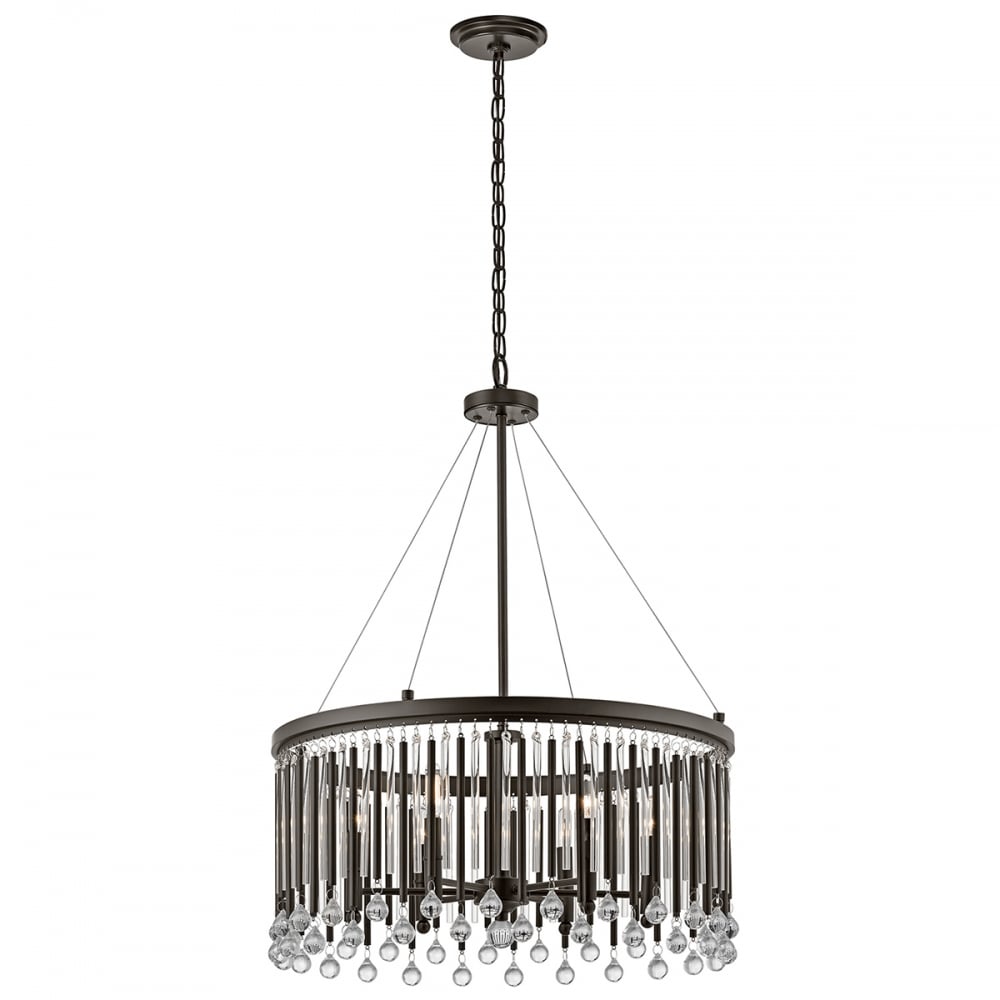 Elegant Piper 6-Light Espresso Chandelier with Glass Bead Accents