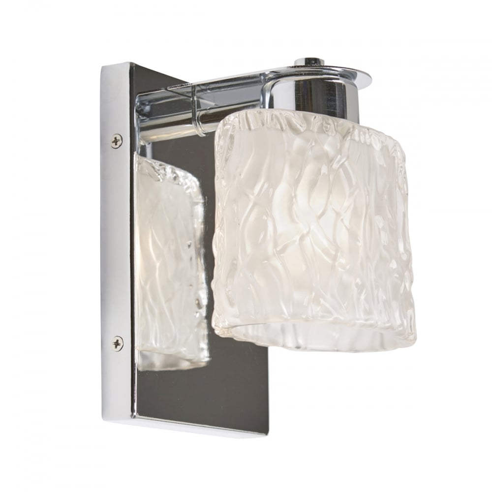 Seaview Polished Chrome Wall Light with Frosted Rivulet Glass