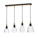 Gretel Classic Black and Gold 4-Light Island Chandelier with Clear Shades