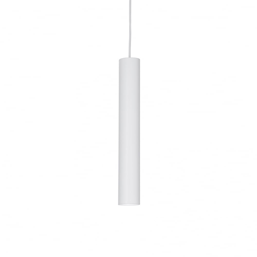 Sleek White Tubular Ceiling Spotlight with Adjustable Pendant