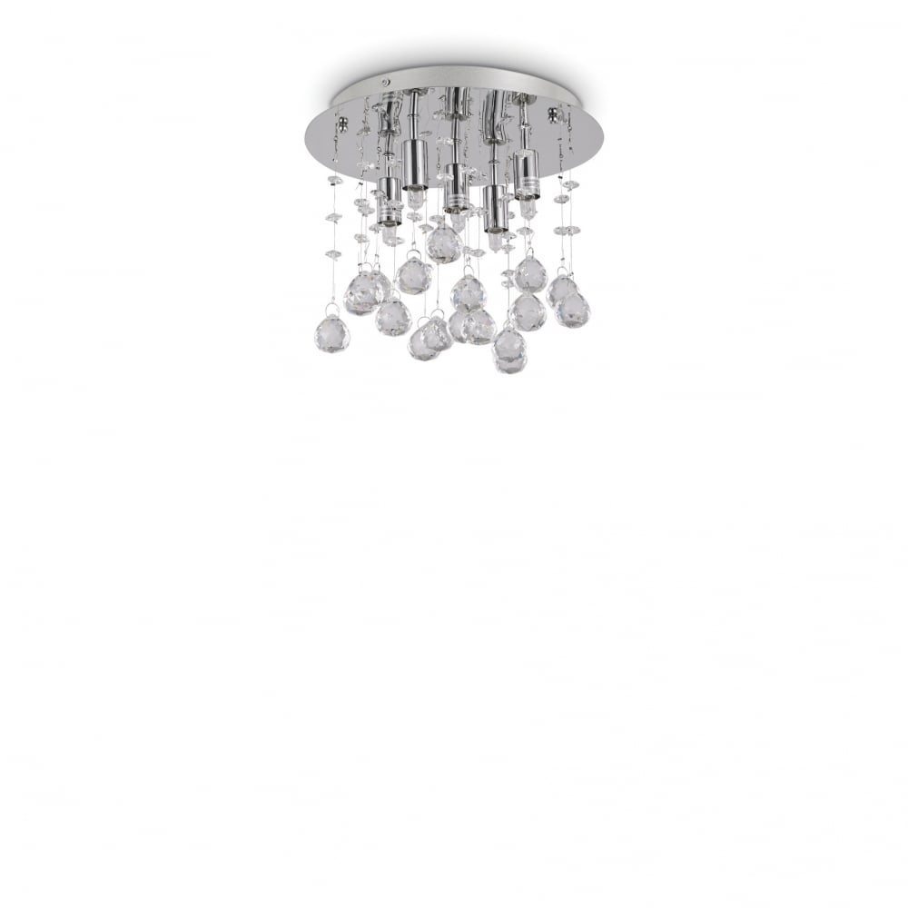 Lunar Elegance 5-Light Chrome Crystal Ceiling Fixture