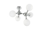 Nodi Modern 5-Light White Globe Semi-Flush Ceiling Fixture