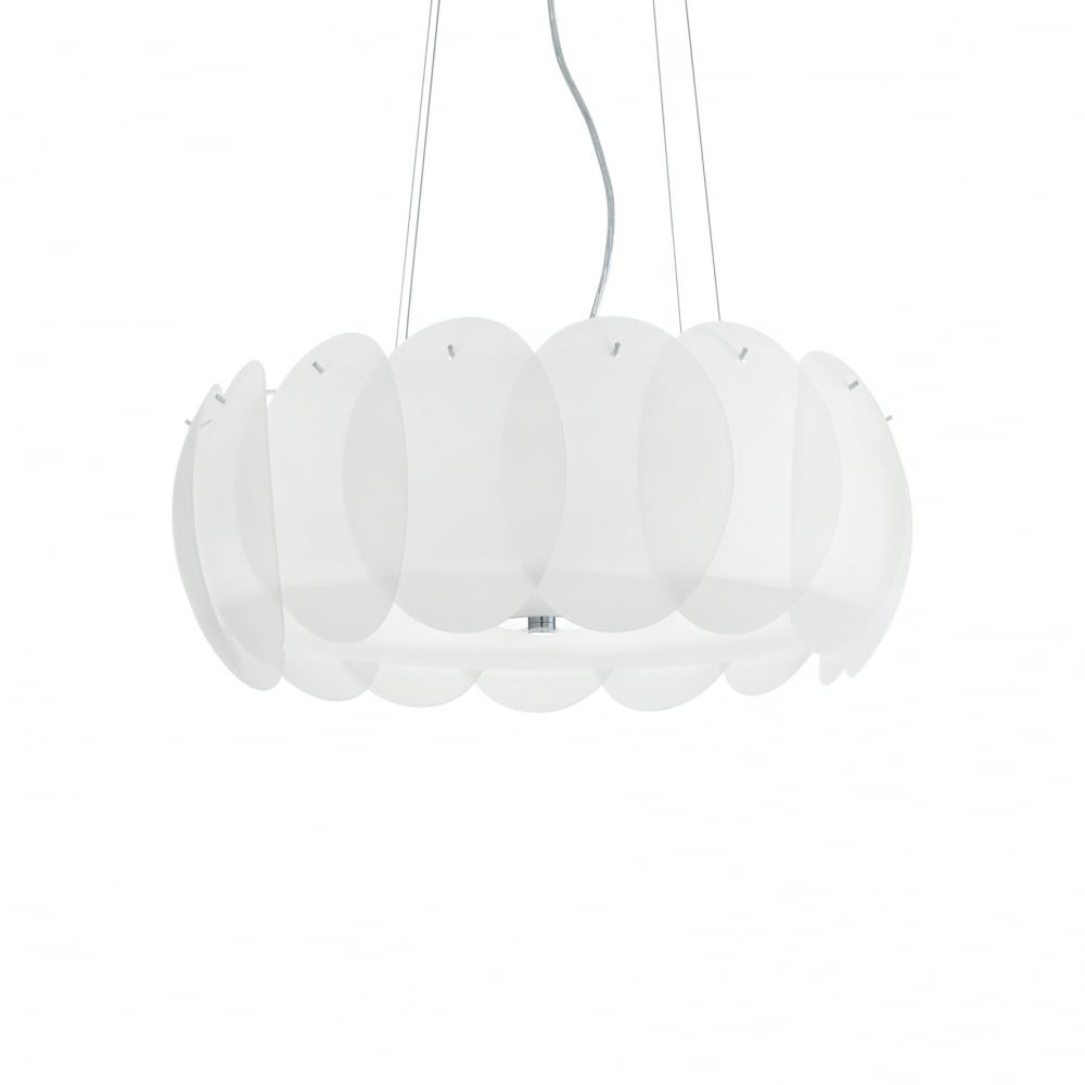 Sleek Ovalino 8-Light Contemporary Pendant in White