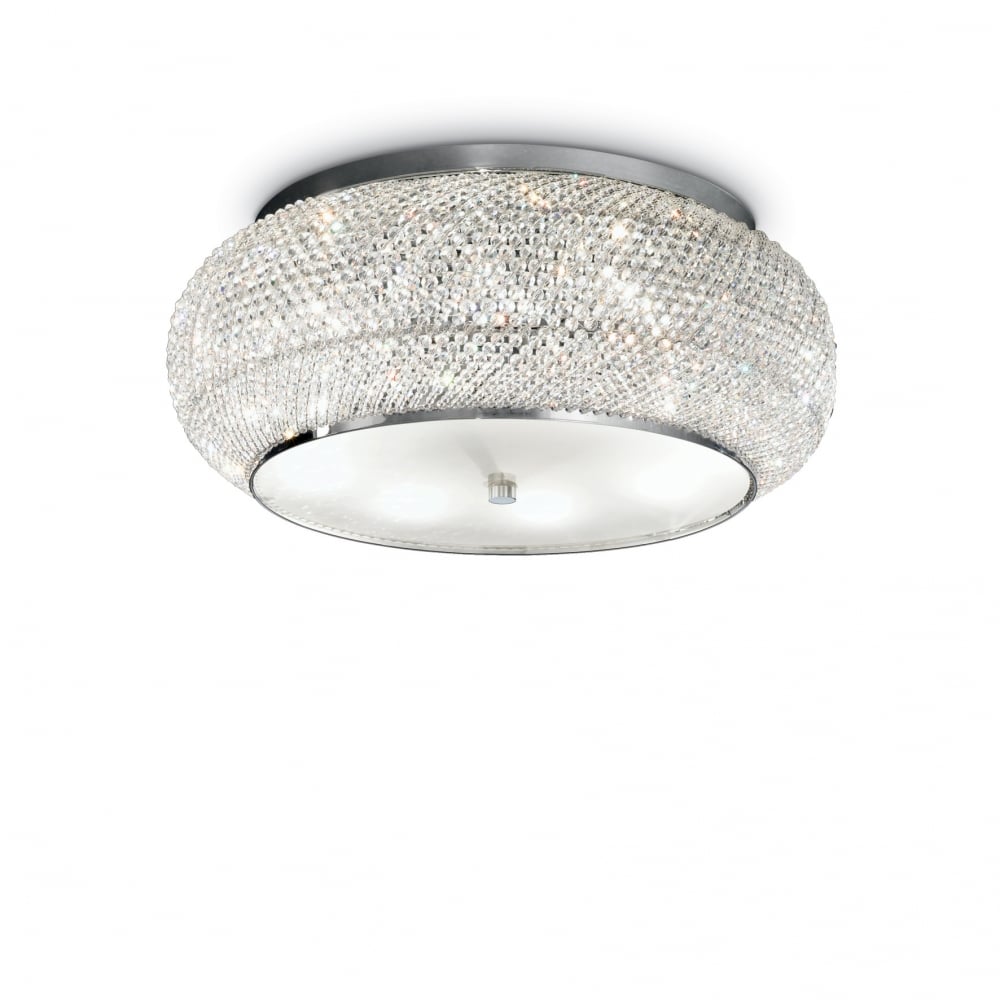 Elegant Chrome Crystal 10-Light Ceiling Fixture