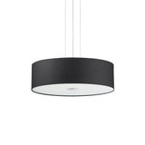 Contemporary Black Drum Pendant Light with Quad Bulb Fixture