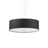 Modern Black Fabric Drum Shade Pendant Light - Woody Collection