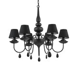 Elegant Black Blanche Chandelier with Six Coolie Shades
