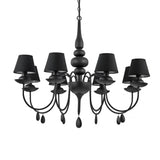 Elegant Blanche 8-Light Black Chandelier with Mini Shades