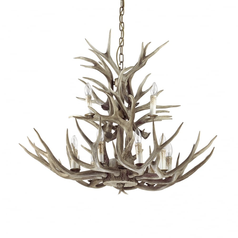 Grand Lodge Antler Chandelier, Majestic 12 Light