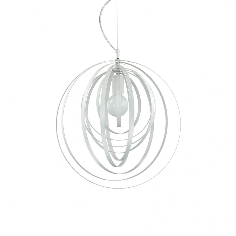 Sleek Modern White Globe Adjustable Pendant Light
