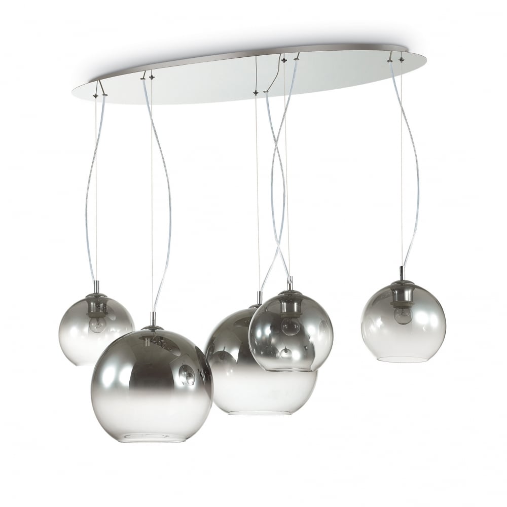 Modern Chrome Finish 5-Bulb Pendant Light with Adjustable Height