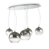 Modern Chrome Finish 5-Bulb Pendant Light with Adjustable Height