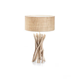 Rustic Driftwood Table Lamp with Fabric Shade
