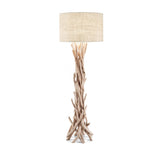 Rustic Driftwood Stick Floor Lamp with Fabric Shade