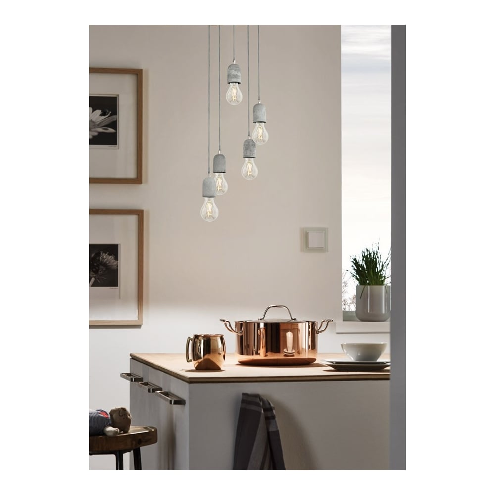 Silvares Concrete Pendant Ceiling Light with 5 Bulb Configuration