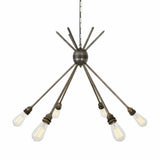 Kyoto Vintage Industrial 6-Rod Brass Chandelier