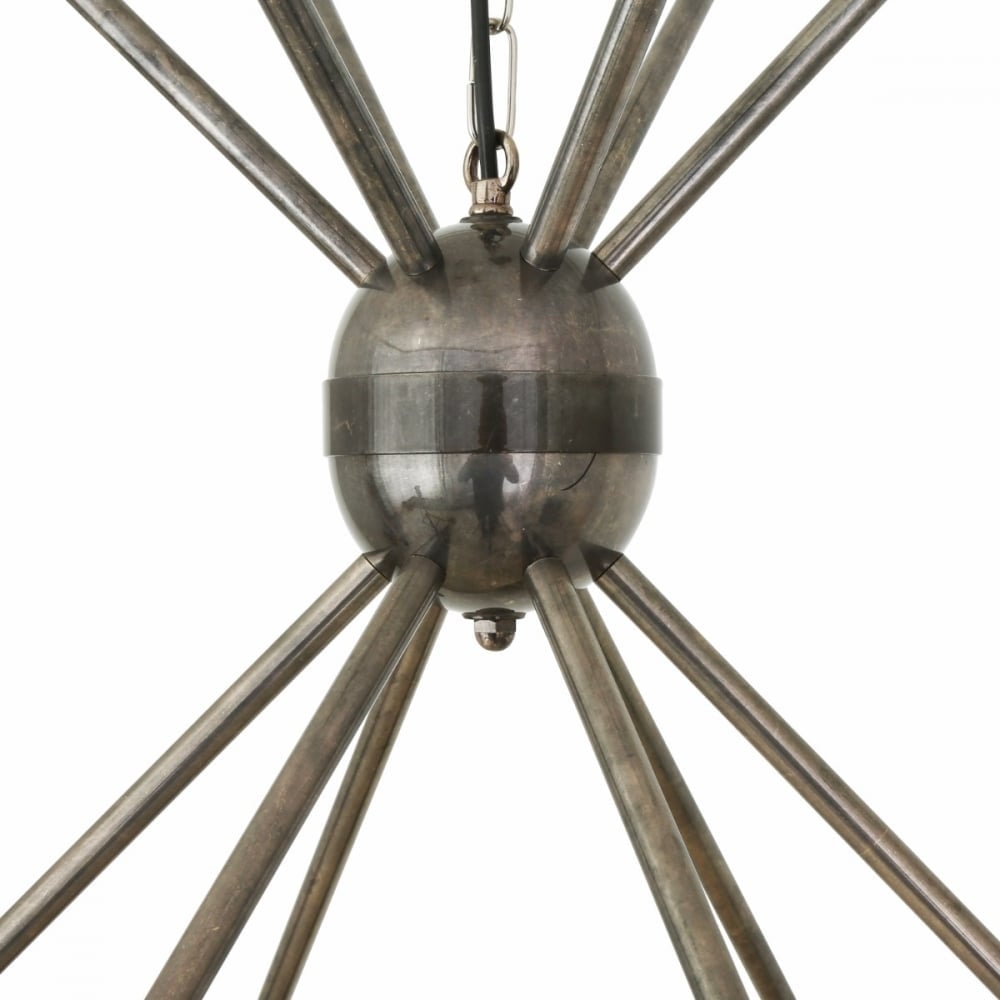 Kyoto Vintage Industrial 6-Rod Brass Chandelier