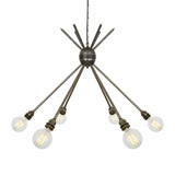 Kyoto Vintage Industrial 6-Rod Brass Chandelier