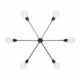 Kyoto Vintage Industrial 6-Rod Brass Chandelier