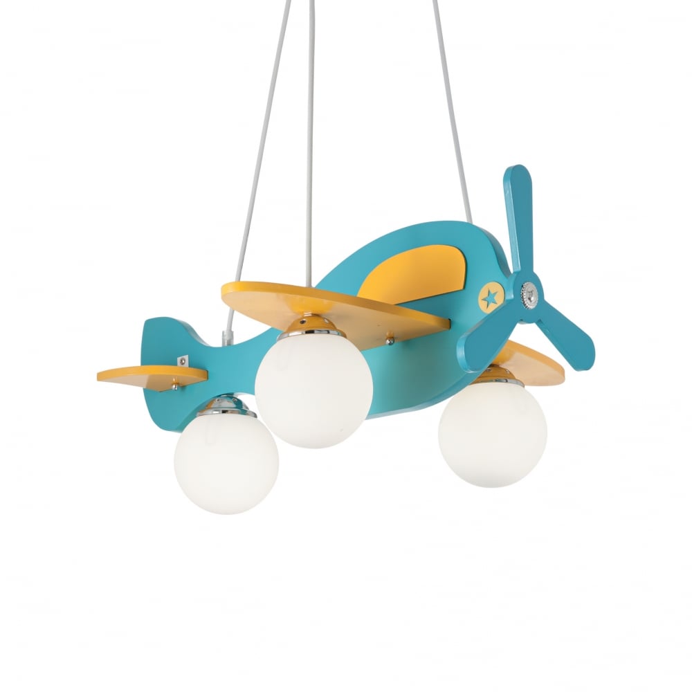 Whimsical Children's Airplane Ceiling Light in Soft Blue