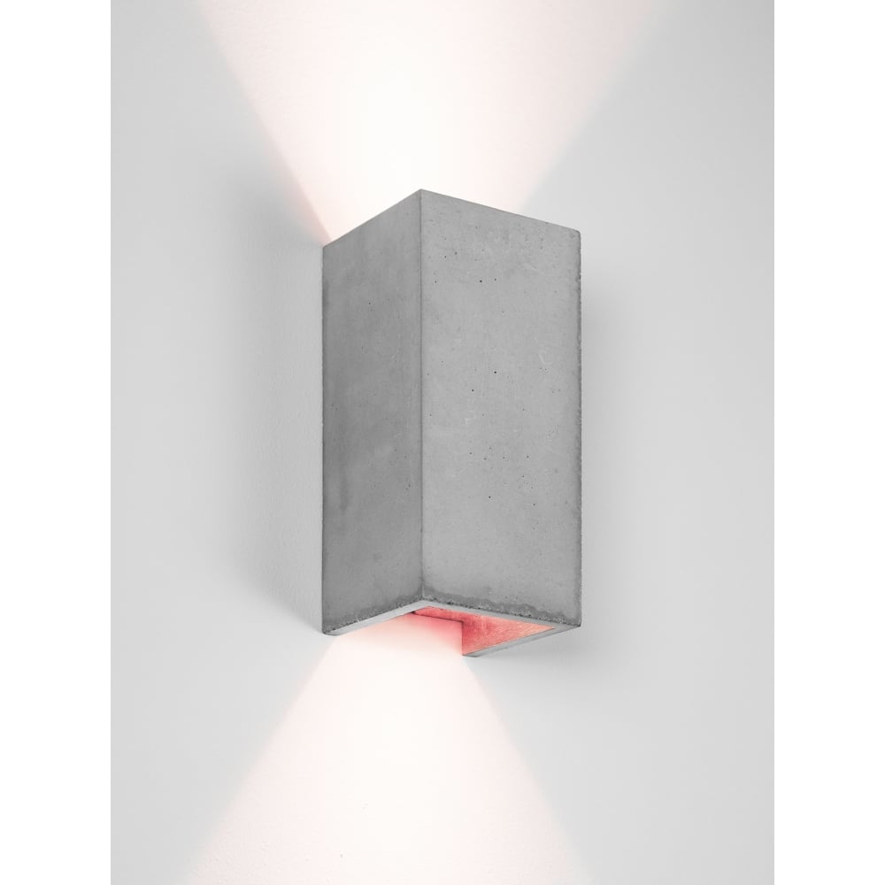 Modern Geometric Light Grey and Copper Wall Lamp with Up-Down Illumination
