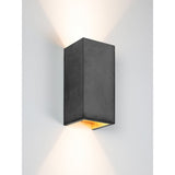 Modern Industrial Concrete Rectangle Wall Light in Dark Grey & Gold - Up/Down Illumination