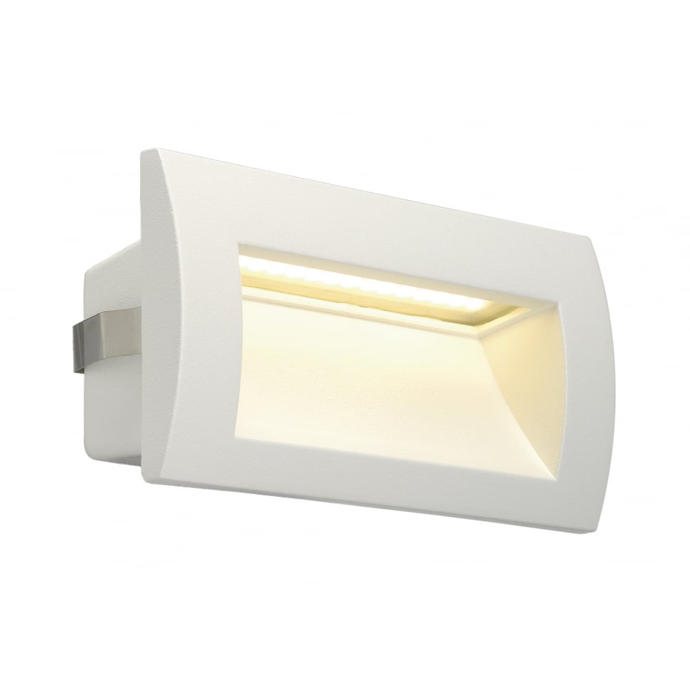 Elegant White Recessed LED Wall Light - Sleek Rectangular Design, 3K, IP55